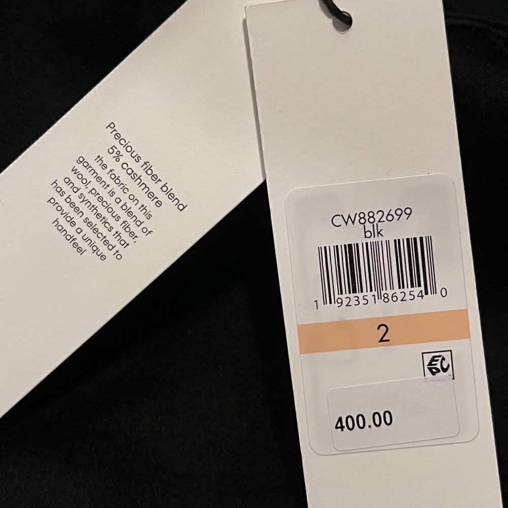 Calvin Klein Women's Single-Breasted Button Coat Wool Cashmere Blend Black 2 NWT - Picture 8 of 9
